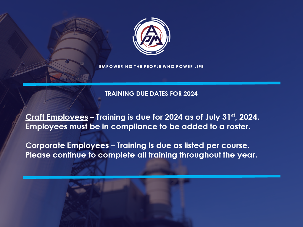 2024 Training Due Dates Banner
